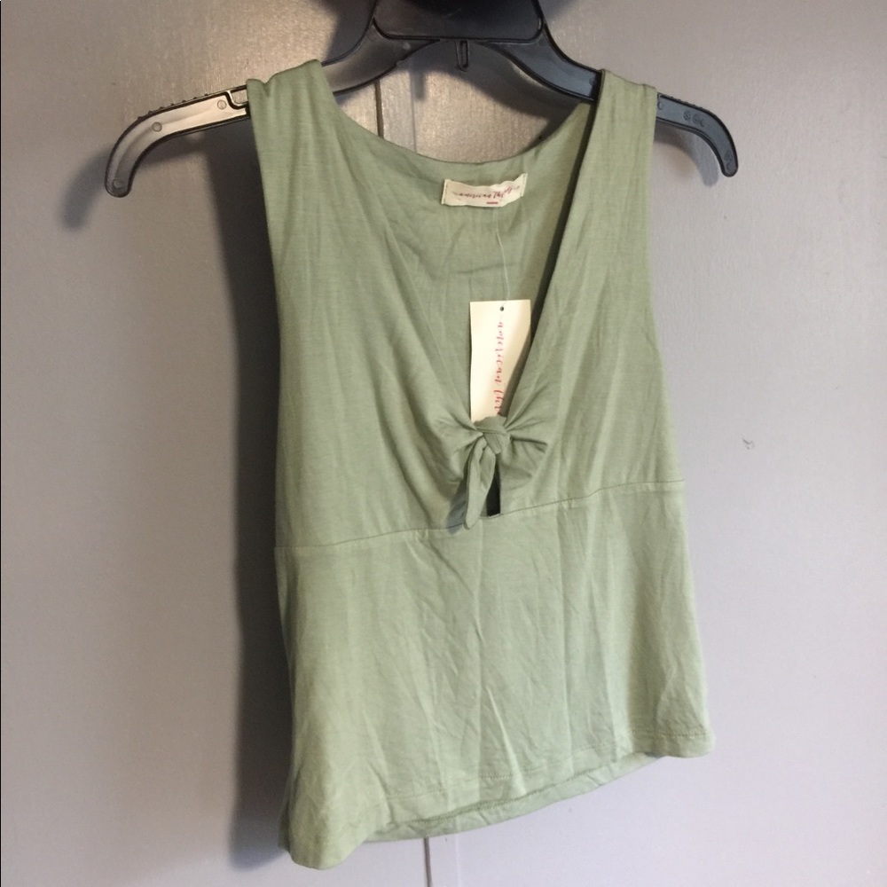 NWT AMERICAN THREADS Tie front top in sage